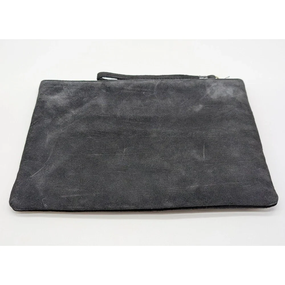 Vintage Ruth Saltz Black Suede Leather Clutch Purse Handbag Wristlet